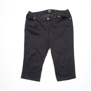 Vintage 90s Y2K Tripp NYC Womens 12 Faded Skull Stretch Capris Jeans Pants Black